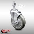 thumbnail image 2 of 5 Inch SS Gray Polyurethane Swivel 12mm Threaded Stem Caster with Brake SCC, 2 of 2
