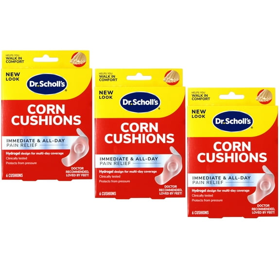 Dr. Scholl's Corn Cushion with Hydrogel Technology, 6ct, Cushioning Protection Against Shoe Pressure and Friction That Fits Easily in Any Shoe for Immediate and All-Day Pain Relief - 3 Pack