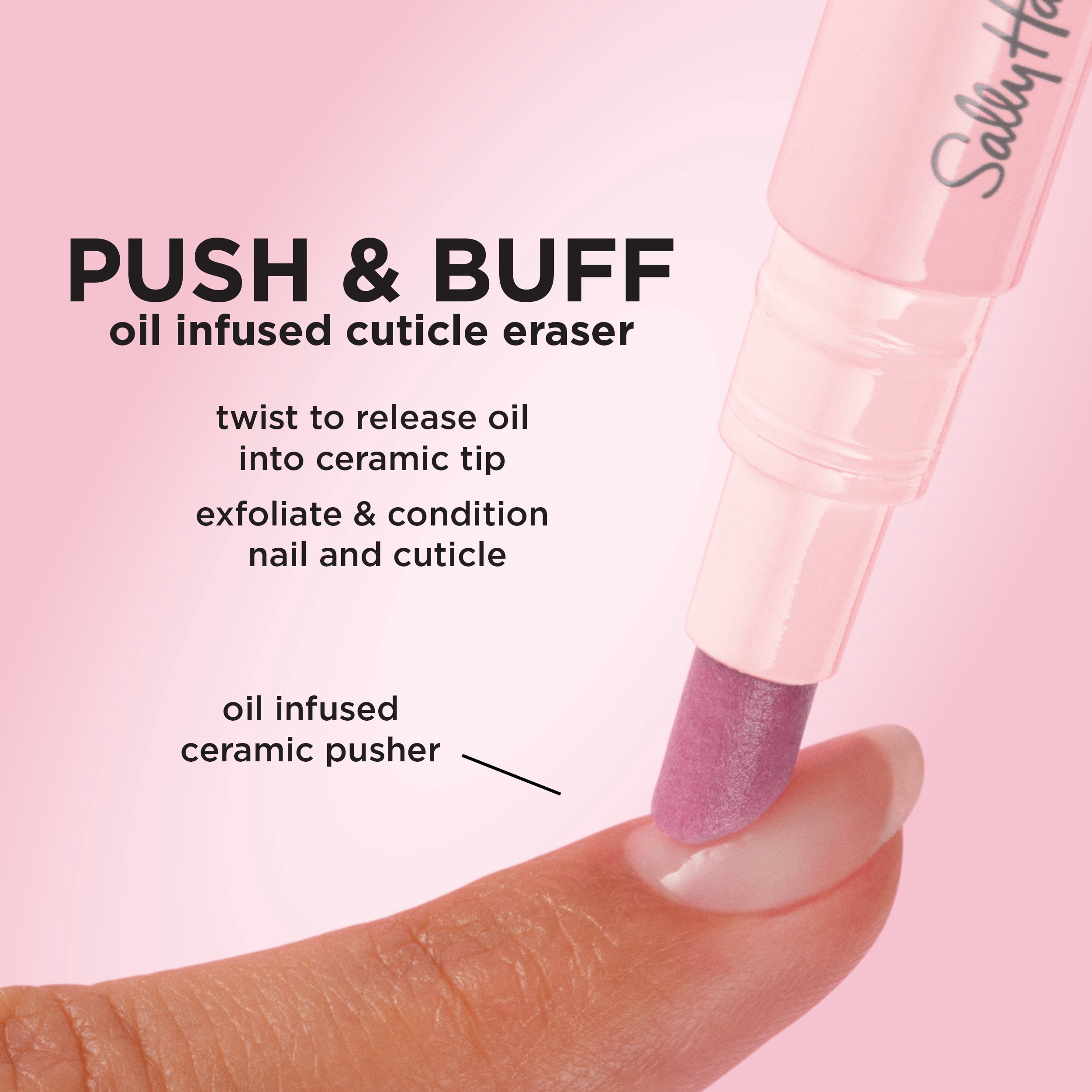 Sally Hansen Push & Buff 2 in 1 Oil Infused Cuticle Eraser Pen with Centella and Sweet Almond Oils