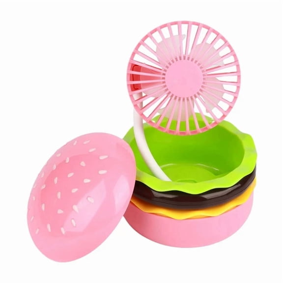 Mini Rechargeable Fan 500mAh Burger Shape Multifunction Desk Fan 3 Speeds Including Mirror Universal Fan,B