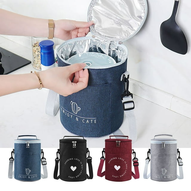 Kitchen Storage & Organization,Round Lunch Box Bag Handheld Portable Lunch Bag with Rice Insulation – Insulated Lunch Bag for Food Storage, Portable and Thermal Lunch Box, Ideal for Work, School, or