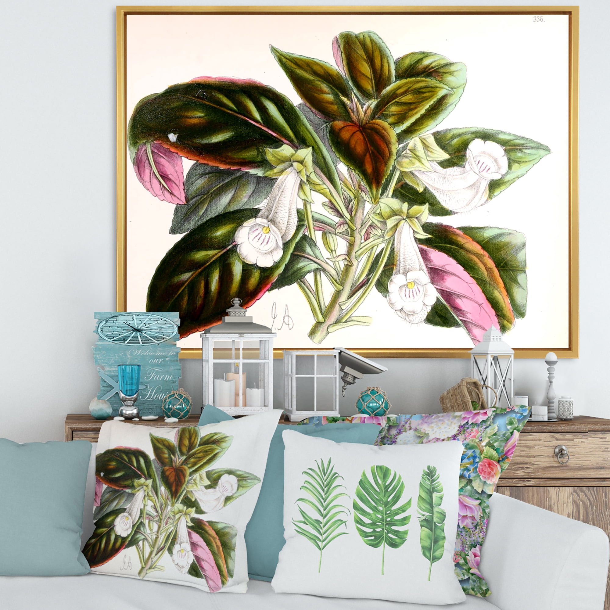 Designart 'Blossoming Vintage Flower V' Traditional Framed Canvas Wall Art Print