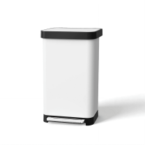 TLSUNNY 13.2 Gal Step-on Trash Can with 15pcs Garbage BagS, Stainless Steel Odor Control Bin with Rear Bag Storage & Soft-Close Lid, for Home, Office