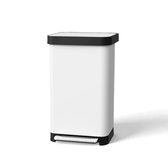 TLSUNNY 13.2 Gal Step-on Trash Can with 15pcs Garbage BagS, Stainless Steel Odor Control Bin with Rear Bag Storage & Soft-Close Lid, for Home, Office