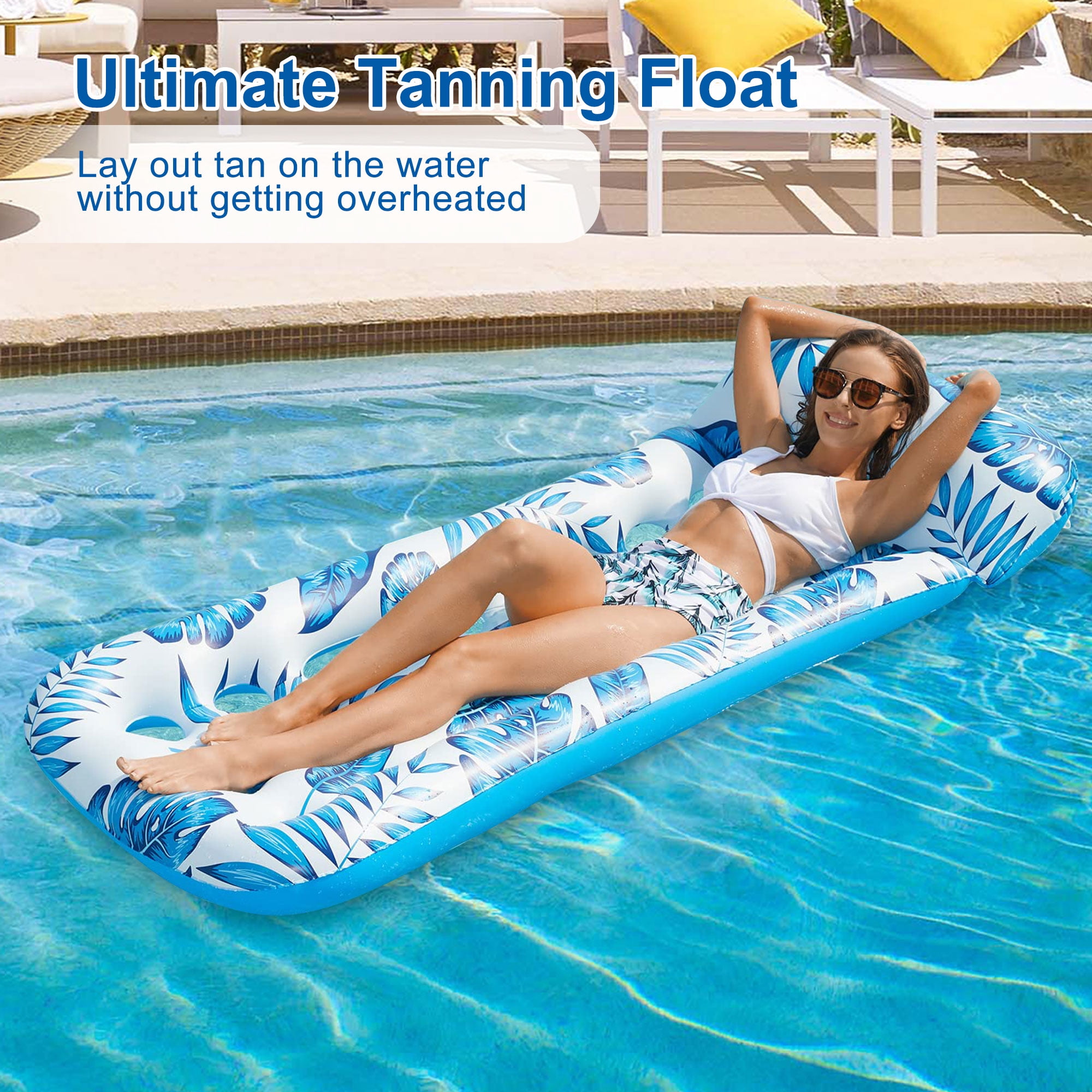 Inflatable Pool Float Lounge, 2Pack Pool Floaties Rafts for Adults Floating Pool Lounger Sun Tanning Floats Cool Water Floaty for Swimming Pool Lake Float Beach Pool Party Toys