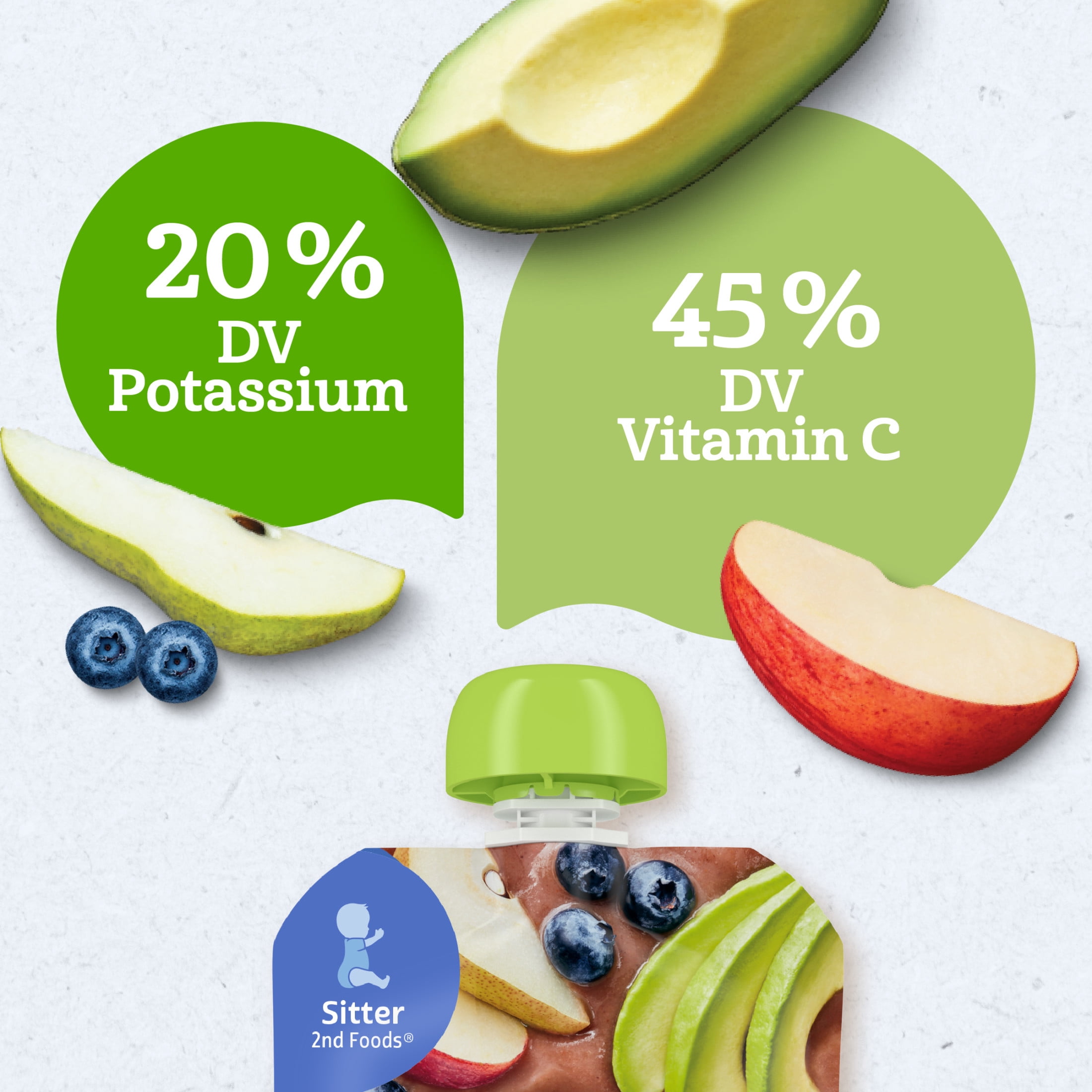 (3 pack) Gerber Organic Stage 2 Baby Food Puree, Pear Blueberry Apple Avocado, 3.5 oz Pouch