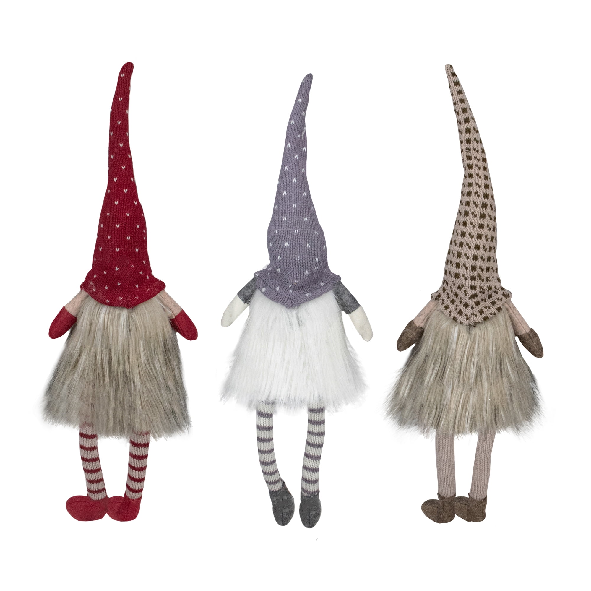 Northlight Sitting Christmas Gnomes with Dangling Legs - 20" - Set of 3