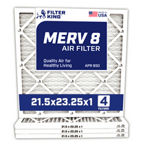 Filter King 21.5x23.25x1 Air Filter | 4-PACK | MERV 8 HVAC Pleated A/C Furnace Filters | MADE IN USA | Actual Size: 21.5 x 23.25 x .75"
