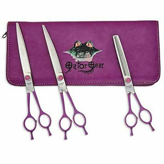 Gator Gear Shear Kits Reversible Left & Right Handed Dog Grooming Tools 3 Pieces(8.5 Inch)