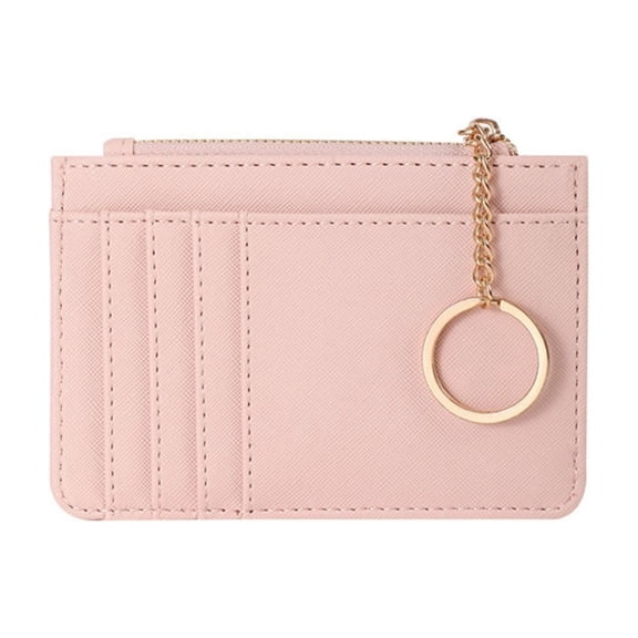 Premium Saffiano Leather Card Wallet with Gold Chain for Women