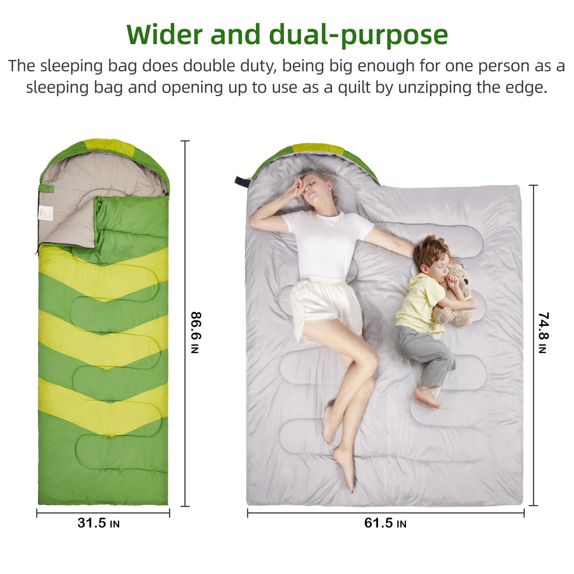 Invoker Sleeping Bag for Adults Kids, Warm & Cool Weather 3-4 Season, 23℉Camping Sleeping Bag, Waterproof Portable Backpacking Hiking Outdoors