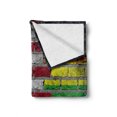 thumbnail image 2 of Pride Soft Flannel Fleece Throw Blanket, Grunge Dark Brick Wall Background American and Rainbow Flag Painted Together, Cozy Plush for Indoor and Outdoor Use, 60" x 80", Multicolor, by Ambesonne, 2 of 6