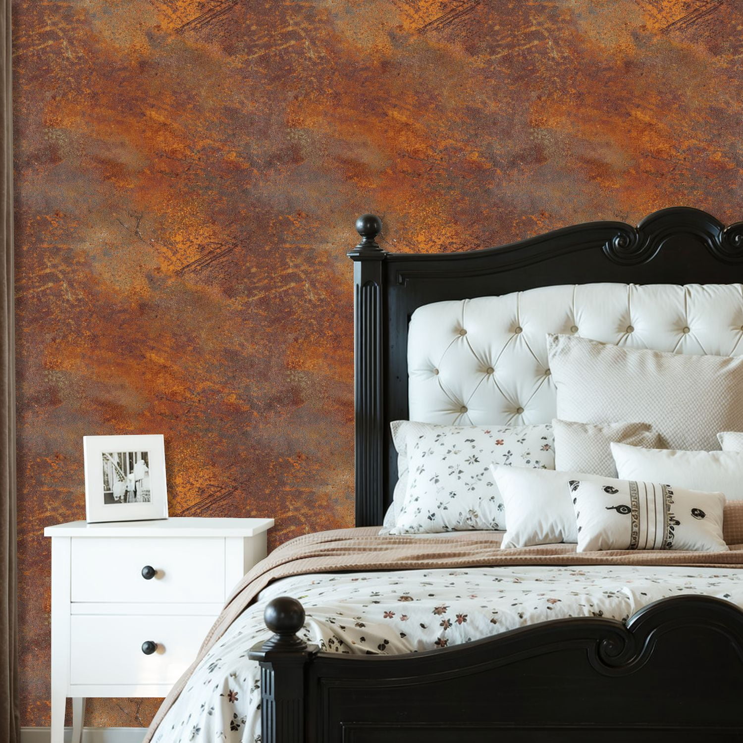 Industrial Peel and Stick Wallpaper 23.6in x 9.8ft Abstract Rusty Texture Warm Orange Brown Tones Contact Paper Vinyl Waterproof Self Adhesive Wall Paper for Bedroom Shelf Cabinet Renter Friendly
