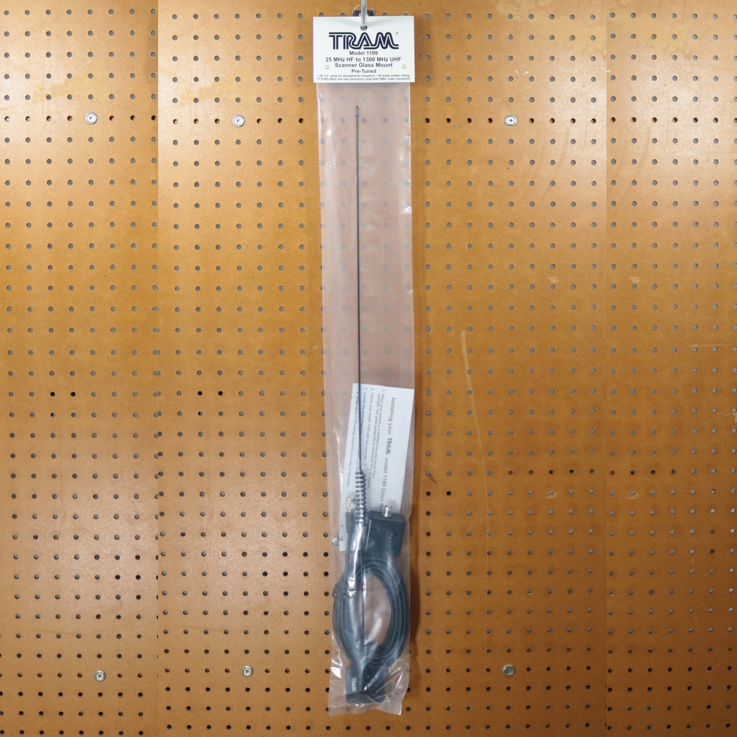 Tram 25 MHz to 1,300 MHz Scanner Glass-Mount Antenna with RG58/U Cable and BNC Connector