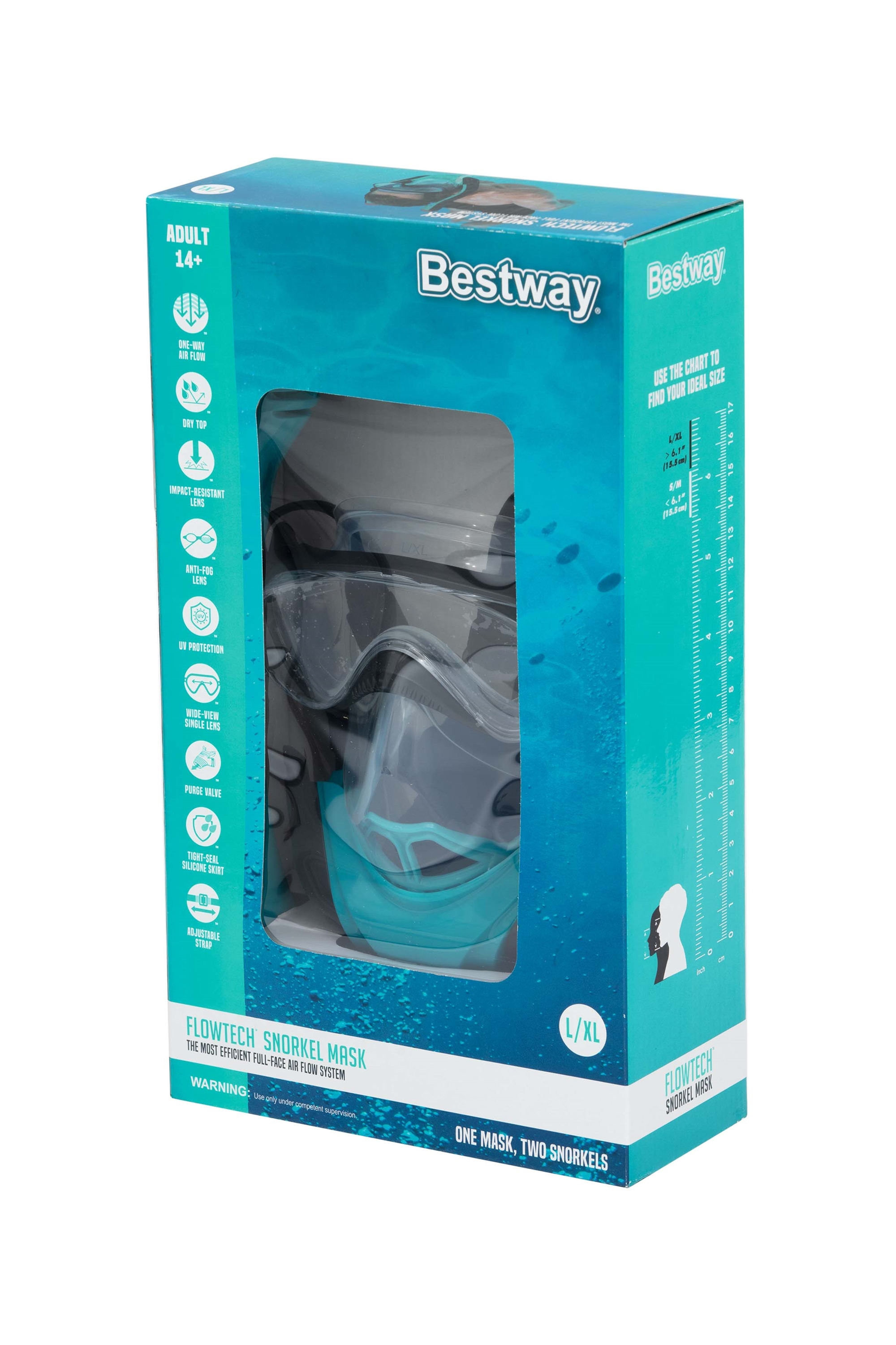 Bestway Flowtech Full-Face Snorkel Mask L/XL, Teal