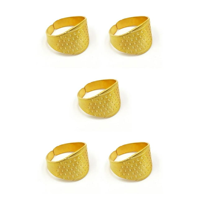jesticaly Knitting Rings Finger for Protection Thimble Adjustable Specially-designed Handheld Carryable Safeguarding Crochet Tools Gold Ring 5Set