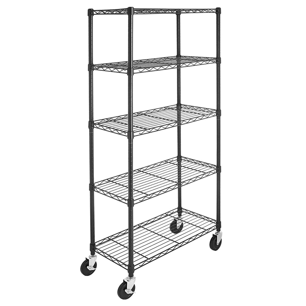 4 Tier Black Wire Shelving Unit Adjustable Shelving Rack for Kitchen