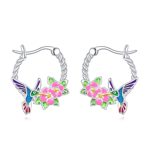 Hummingbird Earrings 925 Sterling Silver Hummingbird Hoop Earrings Cute Bird Earrings Jewelry Gifts for Women