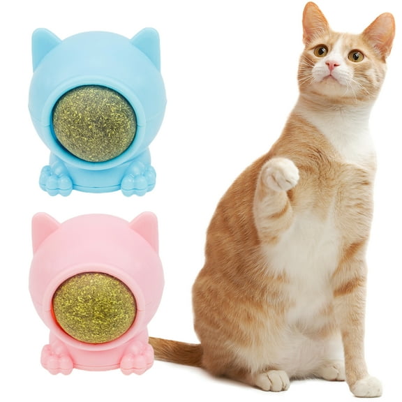 Travelwant Catnip Wall Toys, Silvervine Balls, Edible Kitty Toys for Cats Lick, Safe Healthy Kitten Chew Toys, Teeth Cleaning Dental Cat Ball Toy