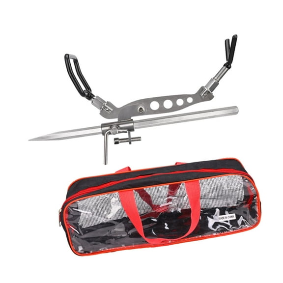 koolsoo Fishing Rod Holder with Carry Bag for Ground Gift for Men Stainless Steel Space Saving Folding Fish Pole Holder Support Stand