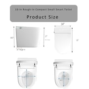 Winzo 10 Rough-in Smart Toilet with Bidet For Small Bathroom, Auto Flush, LED Night Light, Heated Bidet with Warm Air Drying (White with Black Panel)