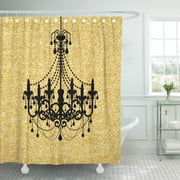 CYNLON Elegant Black Chandelier Chic Girly Designer Bathroom Decor Bath Shower Curtain 66x72 inch