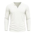 thumbnail image 4 of SUYIDA Men's Solid Color Button Top, Long Sleeve Casual Tee, Everyday Wear Comfortable Shirt, 4 of 6