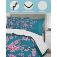 thumbnail image 4 of Quilts Twin Size Bedding Set, Spring Floral Lightweight Quilted Comforter, Watercolor Pink Cherry Blossom Branches Blue Soft Reversible Bedspread Coverlet with Pillow Covers for All Season, 68" x 86", 4 of 7