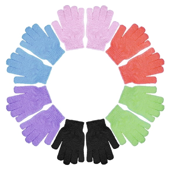 Okaka 6 Pairs Exfoliating Bath Gloves Shower Gloves Stretch Body Scrubber for Men Women