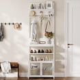thumbnail image 2 of Danolapsi Hall Tree with Doors White 72.8in Coat Rack Shoe Storage Narrow Coat Tree Shoe Shelf Organizer with 7 Hooks,Multifunctional Hallway Shoe Cabinet for Entryway Bedroom and Mudroom, 2 of 8