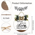 thumbnail image 2 of May God Bless This Home And All Who Enter Wooden Door Hanger, Farmhouse Door Decorations Wall Hanging, Christian Welcome Sign For Front Door, Jesus Home Decor, Wooden Plaque Wreath 12 Inch, 2 of 4