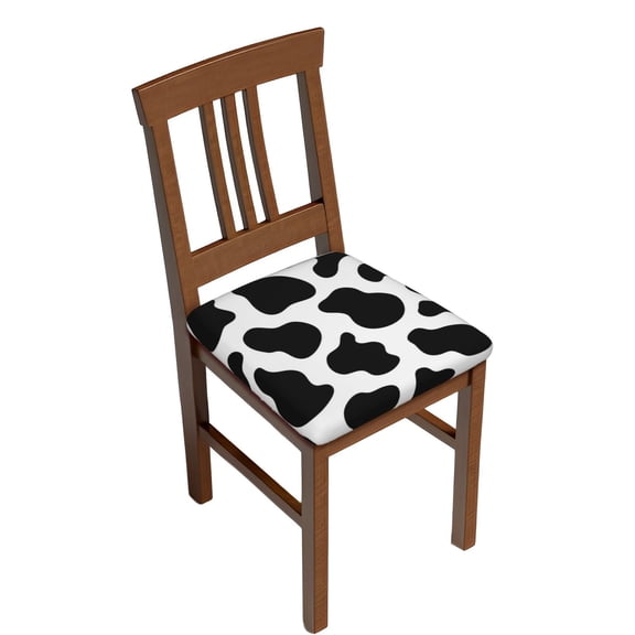 Black And White Cow Skin Print Square Chair Seat Cushion Cover Two Pieces Non-Slip Slipcover for Dining Kitchen Office Chairs