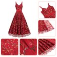 thumbnail image 4 of IBTOM CASTLE Women's 1950s Vintage Floral Embroidery Dress Flared Swing Dress Cocktail Party Wedding Dress M Red, 4 of 8