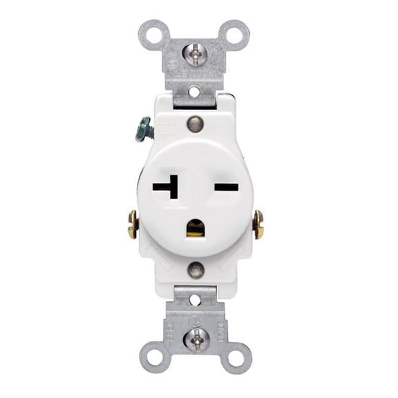 White Commercial Grade Straight Blade Single Receptacl