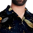 thumbnail image 5 of Starry Bees in the Sky Men's Short Sleeve Hawaiian Beach Shirts, Casual Printed Button Down Spread Collar Tops, Summer Unisex Style, 5 of 6