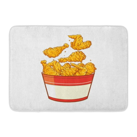 LADDKE Yellow Wing Fast Food Fried Chicken Meat Cartoon Meal Bird Bowl Doormat Floor Rug Bath Mat 23.6x15.7