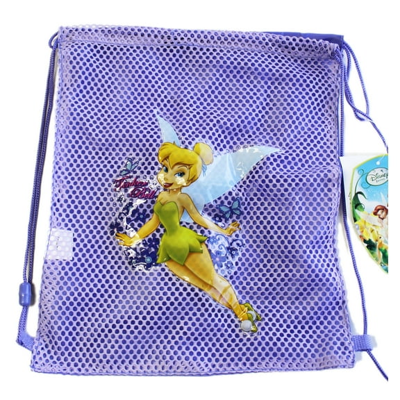 Disney Fairies Tinker Bell Half Mesh Lavender Colored Drawstring Backpack