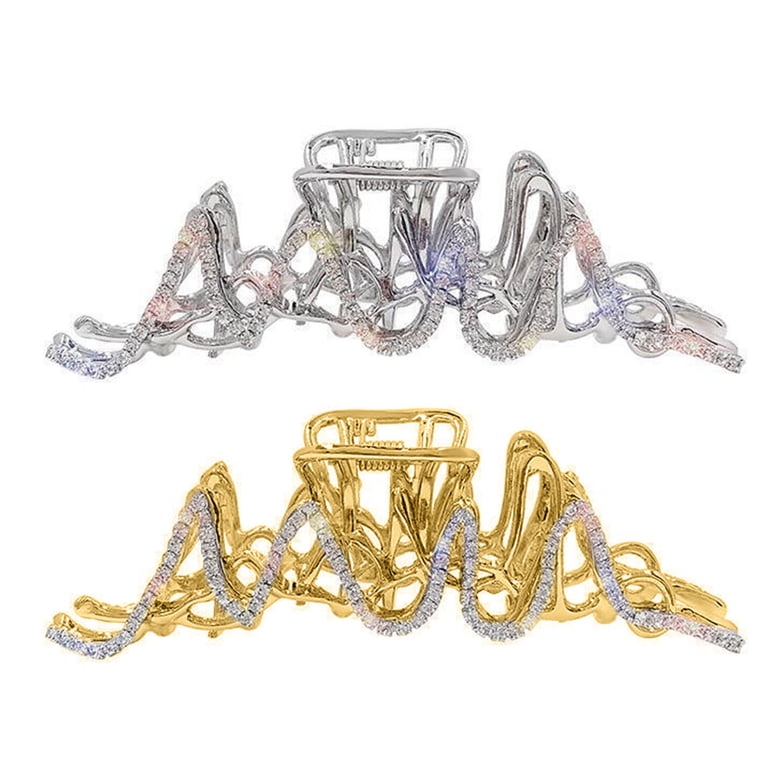 Travelwant 2Packs Metal Crystal Hair Claw Clip Silver Pearl  display picture 1