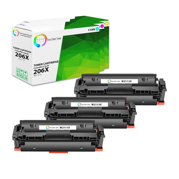 TCT 206X Color Toner Cartridge 3 Pack - Premium Compatible Replacement for 206X W2111X W2112X W2113X High Yield