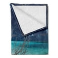 thumbnail image 2 of Driftwood Soft Flannel Fleece Blanket, Seascape Theme Driftwood on the White Sandy Beach Coastal Digital Image, Cozy Plush for Indoor and Outdoor Use, 60" x 80", Turquoise and Blue, by Ambesonne, 2 of 5
