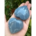 thumbnail image 4 of Angelite Gemstone Hearts, Polished Angelite Puffy Hearts, Angelite Palm Stone, Angelite Heart (10 Hearts）, 4 of 9