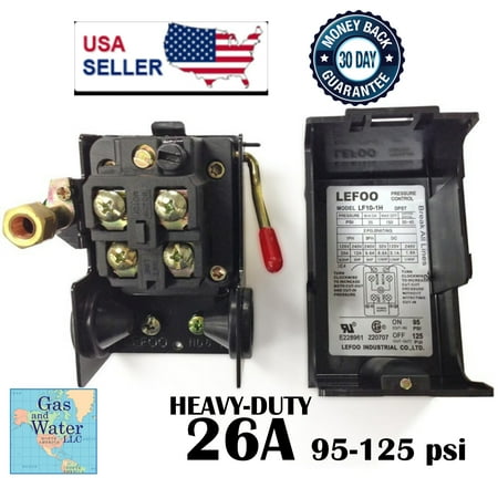 Air Pressure Sensor Switch - Pressure Switch for Air Compressor 95-125psi SINGLE PORT 26A /unloader LEFOO H/D
