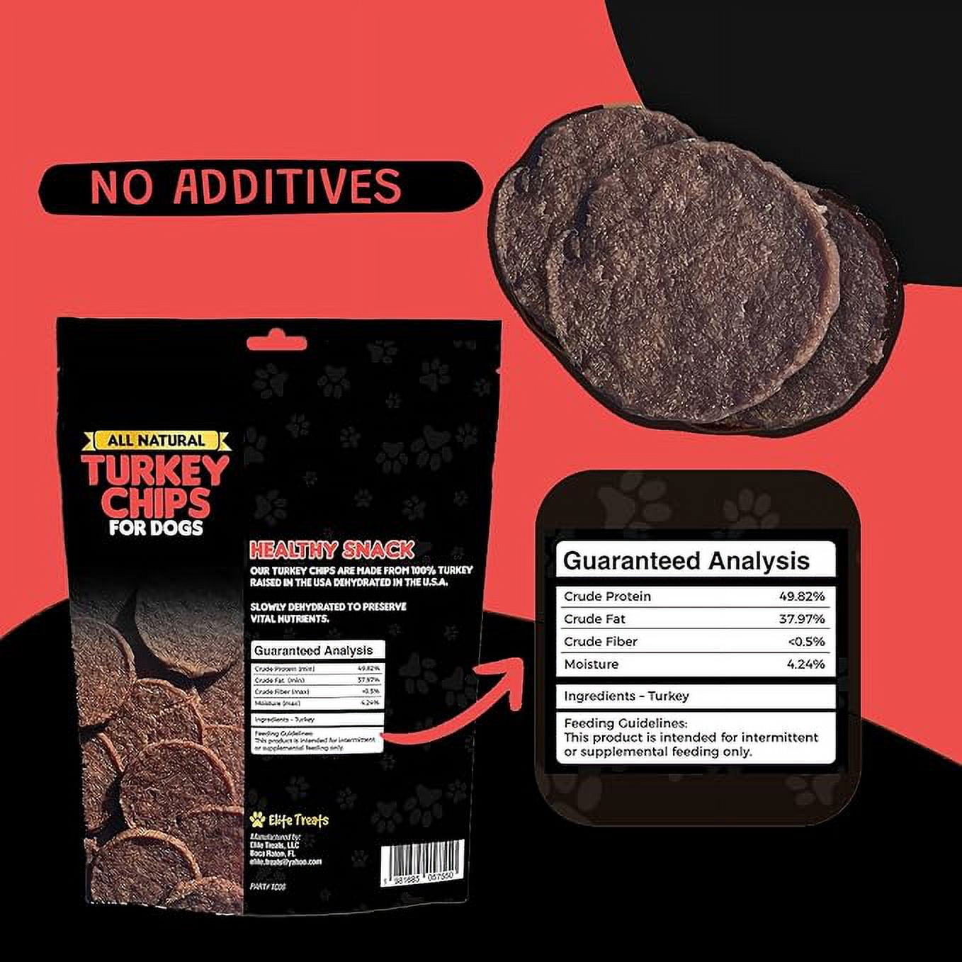 Turkey Chips for Dogs 12 oz, Dehydrated Turkey Chip Treats, All Natural, Single Ingredient, Healthy Treats, Made in USA, for Small, Medium & Large Dogs, 12 oz.