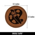 thumbnail image 2 of Paintbrush Artist Paint Palette Art 2.5" Faux Leather Round Engraved Iron-On Patch - Brown, 2 of 6