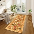 thumbnail image 4 of DUKINO Runner Rug, 2.6x8 Kitchen Rug for Hallway with Non Slip Backing, Washable Low Pile Soft Boho Floral Runner Carpet for Hallway, Kitchen, Entryway, Laundry, Bedroom, Orange, 4 of 7