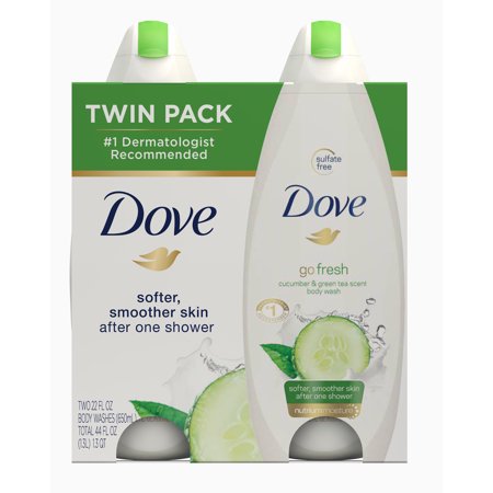 Dove go fresh Cucumber and Green Tea, Sulfate Free Body Wash, 22 oz, Twin (Best Long Lasting Body Wash)