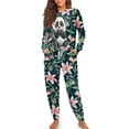 thumbnail image 4 of DISNIMO Panda Flower Print Women's Pajamas Set Soft Comfy Loungewear 2 Piece Pjs Set Casual Long Sleeve Sleepwear Nightwear Crew Neck Pullover Top with Long Pants, S, 4 of 7
