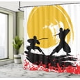 thumbnail image 5 of Ambesonne Japanese Shower Curtain, Watercolor Style Ninja, 69"Wx84"L, Vermilion Mustard, 5 of 5