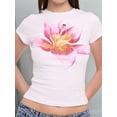 thumbnail image 3 of Prettady Women Short Sleeve Baby Tee Y2k Flower Graphic Printed Crop Top Slim Fit Crew Neck Tees Pink XL, 3 of 7