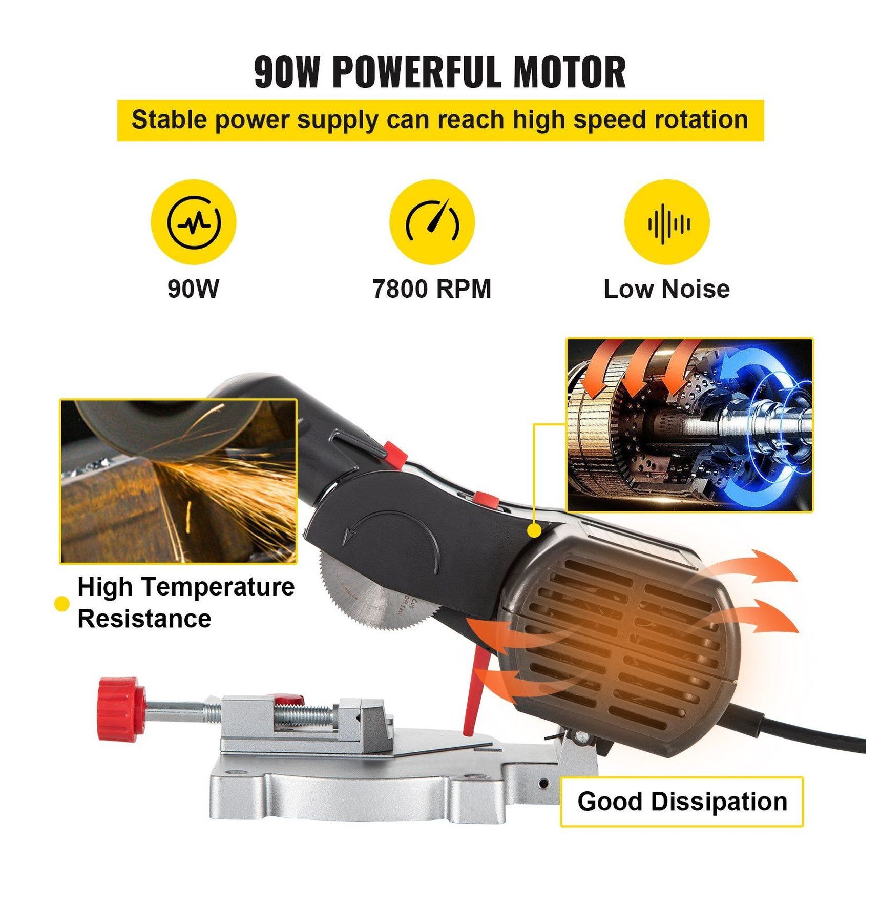 Mini Miter Saw, 2-5/16" Cut-Off Chop Saw with 2 Blades, 0-45° Adjustable, 1/2" Cutting Depth for Wood, Aluminum, Copper, DIY Hobby Craft